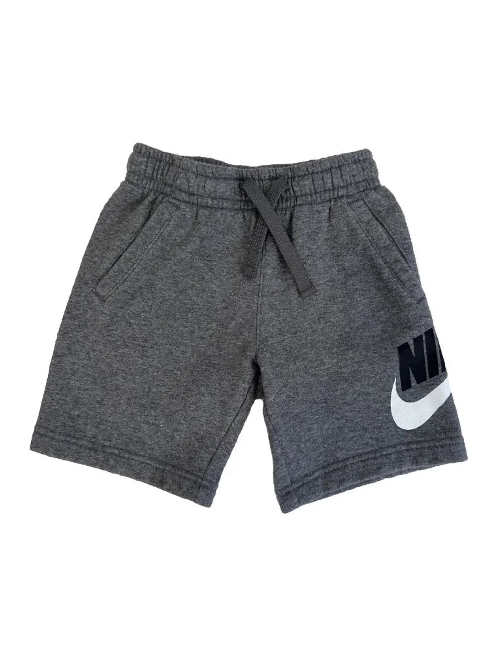 Nike Unisex Gray Logo Fleece Shorts – Size Small 4–5Y